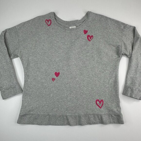 BedHead Pajamas Women's Gray Mon Amour Embroidered‎ Hearts Sweatshirt M/C43 - Picture 5 of 14